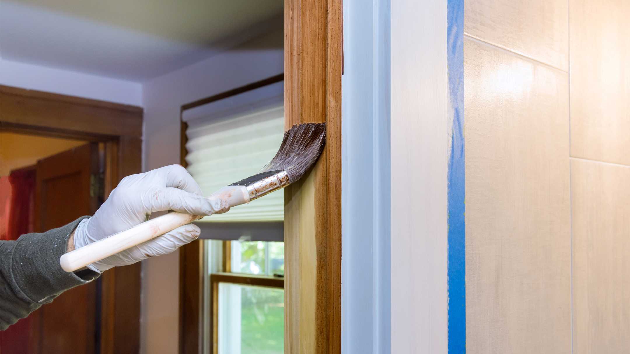 professional painting trim of door