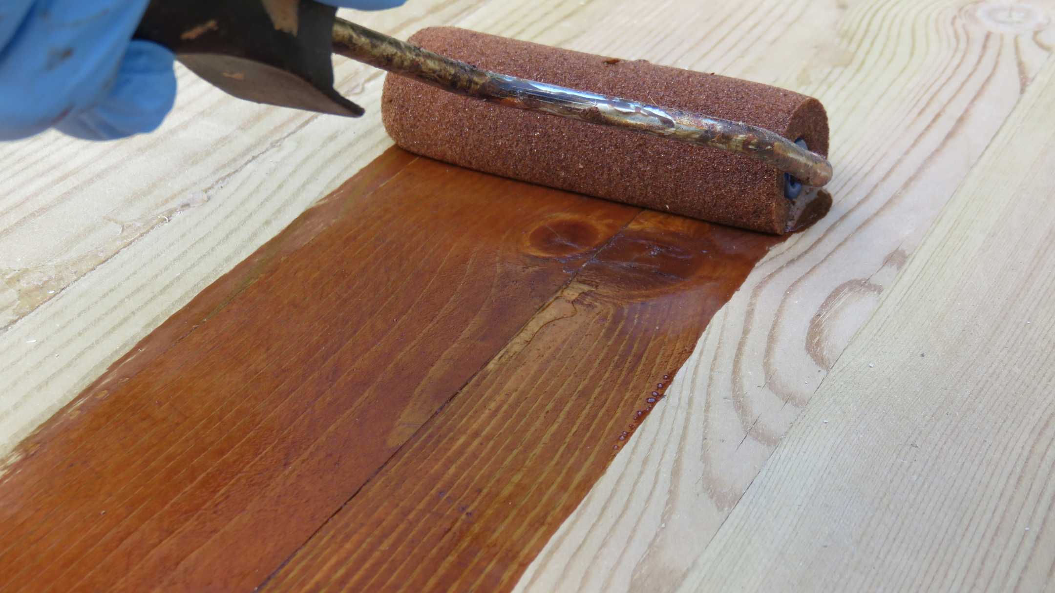 wood staining before and after